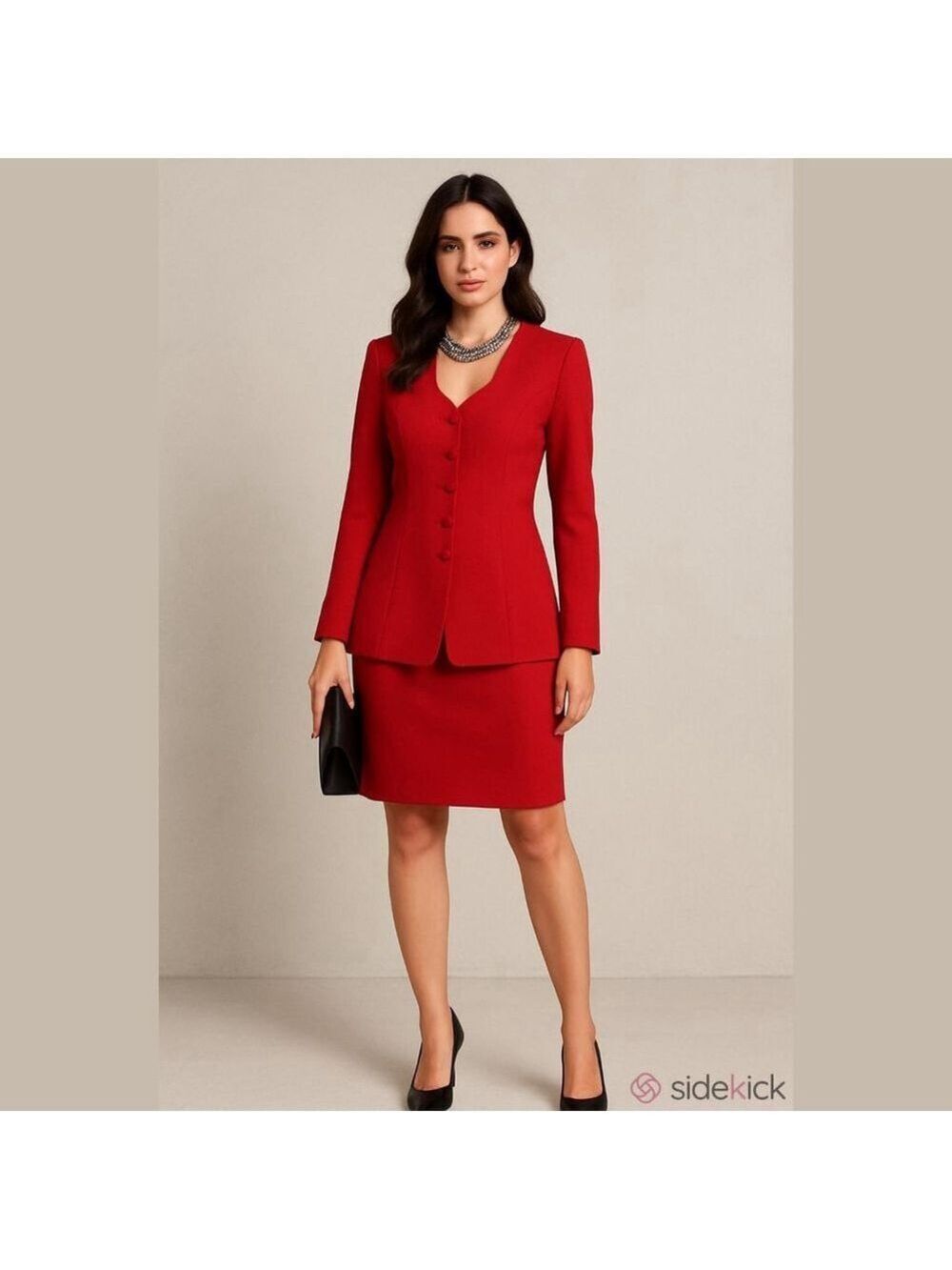 Women's Casual Corner Vintage Red Stunning Skirt Suit Size 4